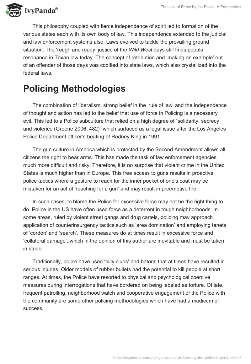 The Use of Force by the Police: A Perspective. Page 2