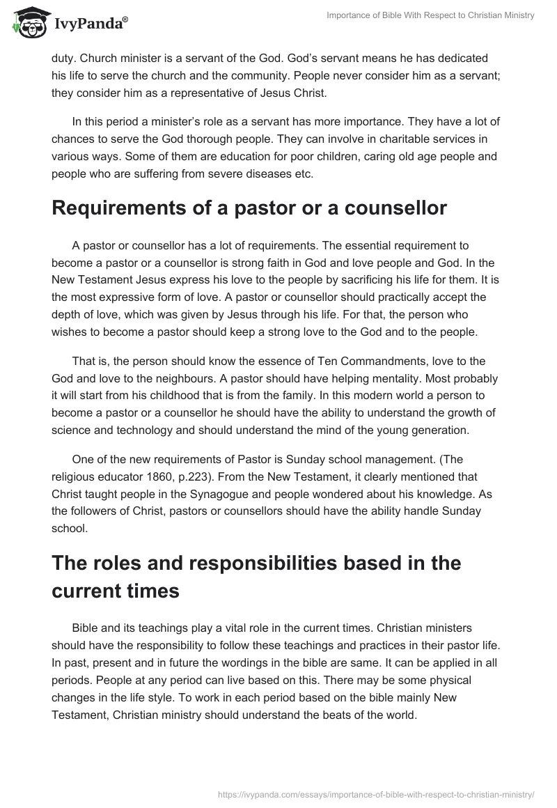 Importance of Bible With Respect to Christian Ministry. Page 4
