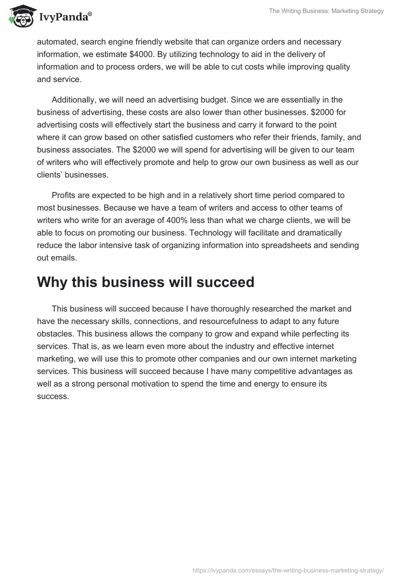 The Writing Business: Marketing Strategy. Page 3