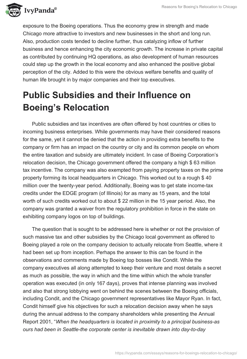 Reasons for Boeing’s Relocation to Chicago. Page 5