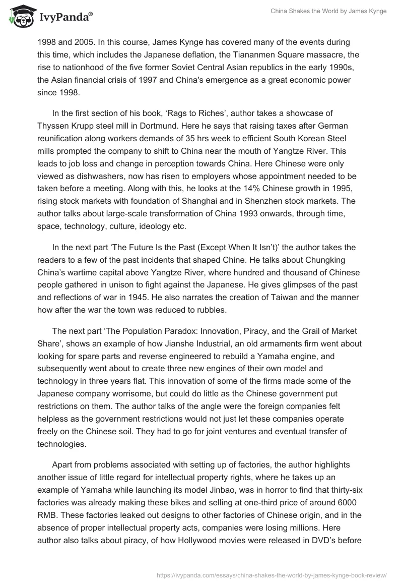 "China Shakes the World" by James Kynge. Page 2