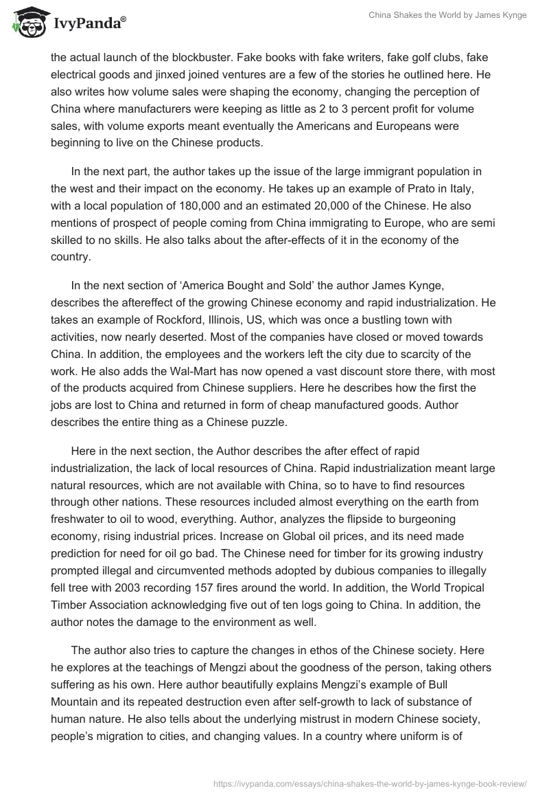 "China Shakes the World" by James Kynge. Page 3