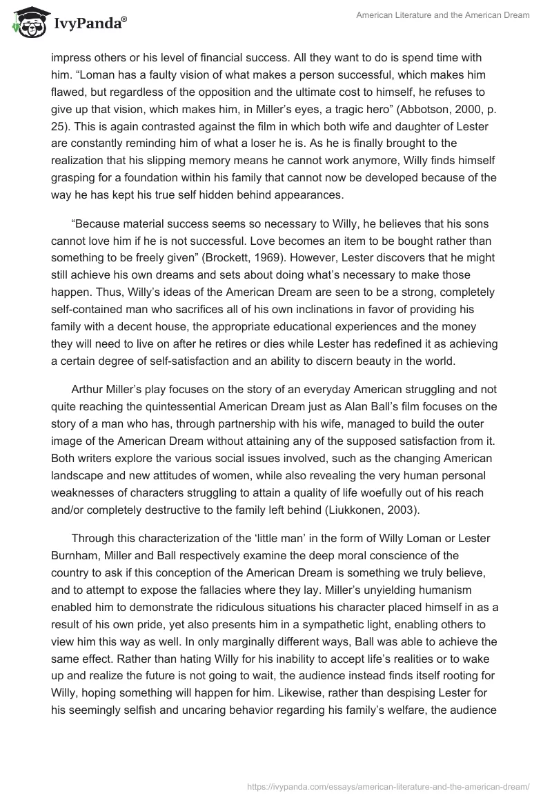 American Literature and the American Dream. Page 2