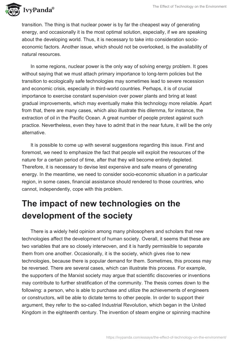 effects of technology on environment essay