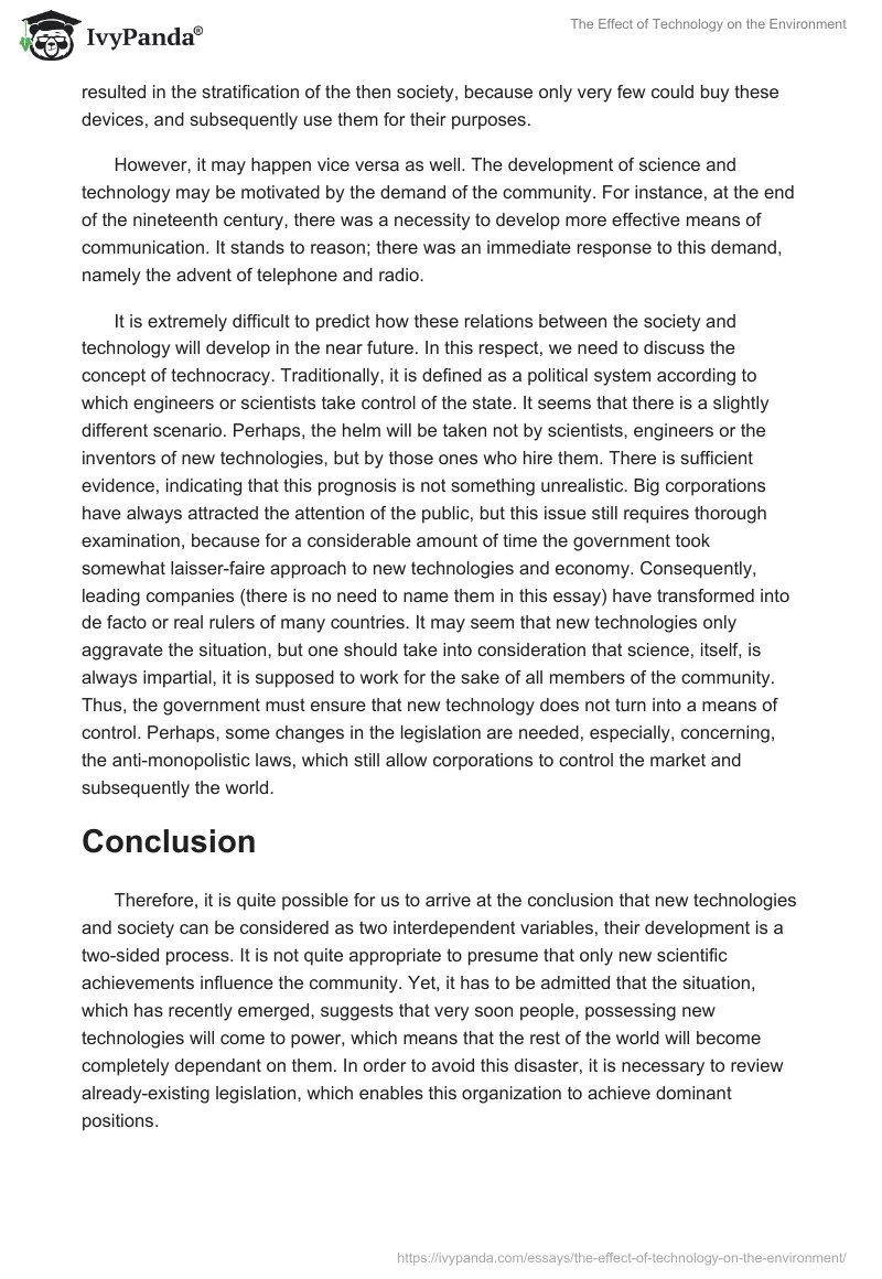 The Effect of Technology on the Environment. Page 3