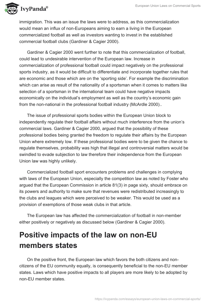 European Union Laws on Commercial Sports. Page 3