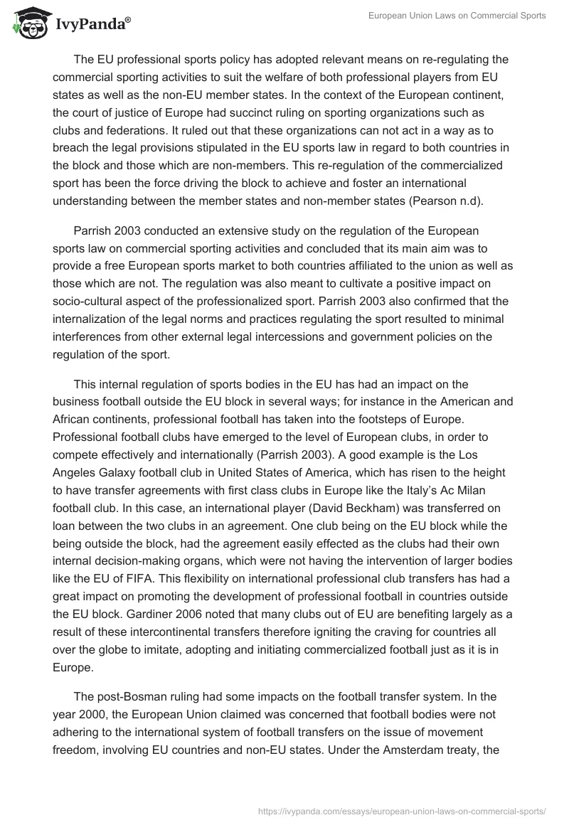 European Union Laws on Commercial Sports. Page 4