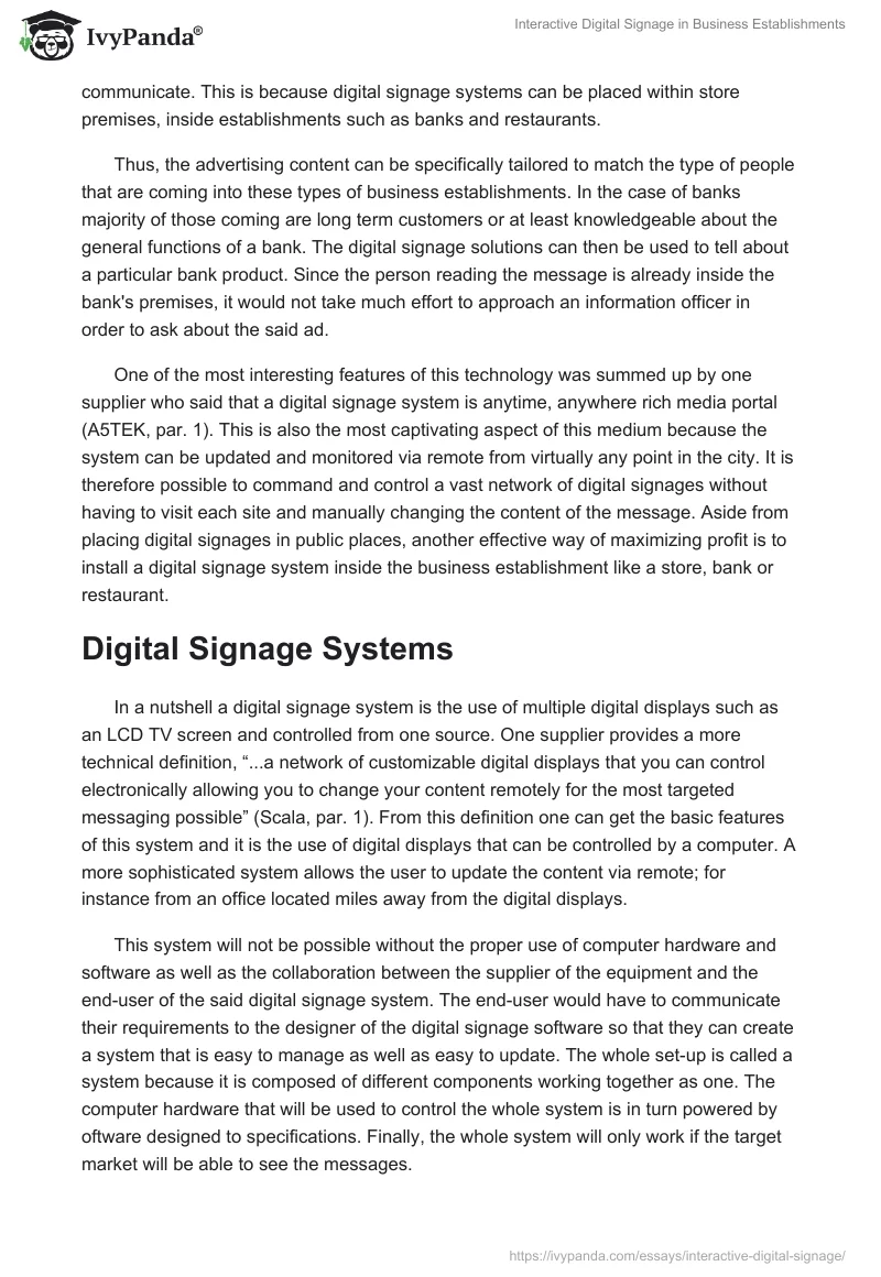 Interactive Digital Signage in Business Establishments. Page 3