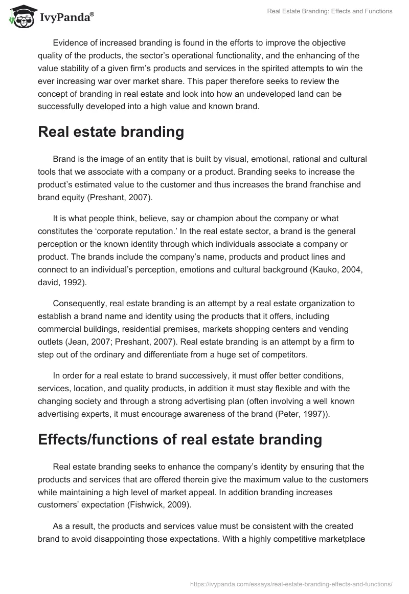 Real Estate Branding: Effects and Functions. Page 2