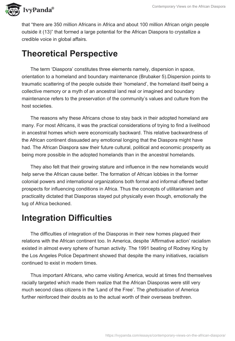Contemporary Views on the African Diaspora. Page 3