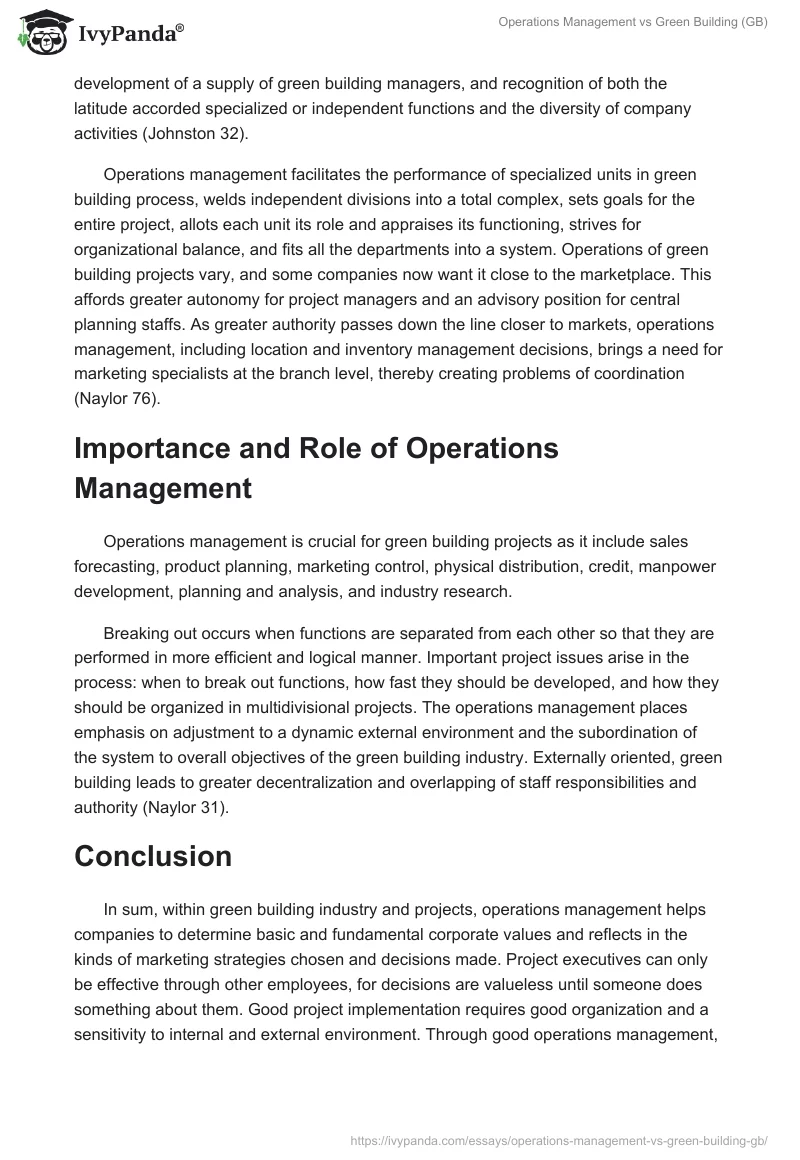 Operations Management vs. Green Building (GB). Page 2