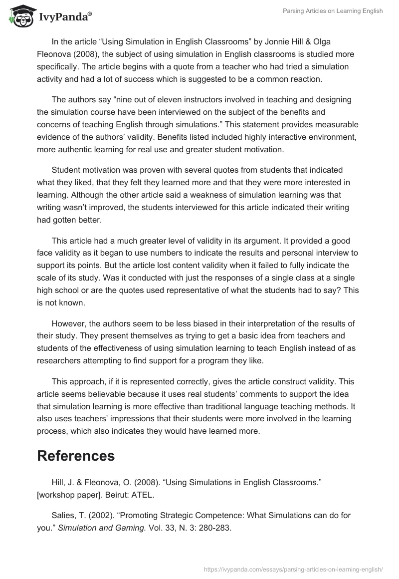 Parsing Articles on Learning English. Page 2