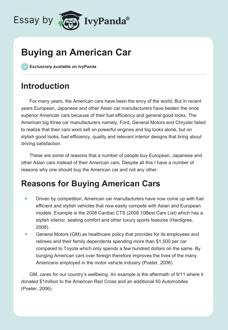 Buying an American Car. Page 1