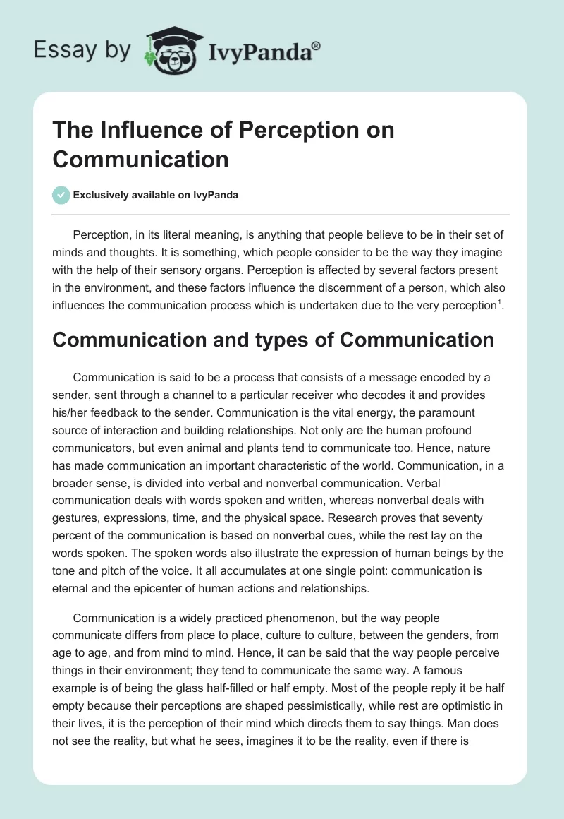 The Influence of Perception on Communication. Page 1
