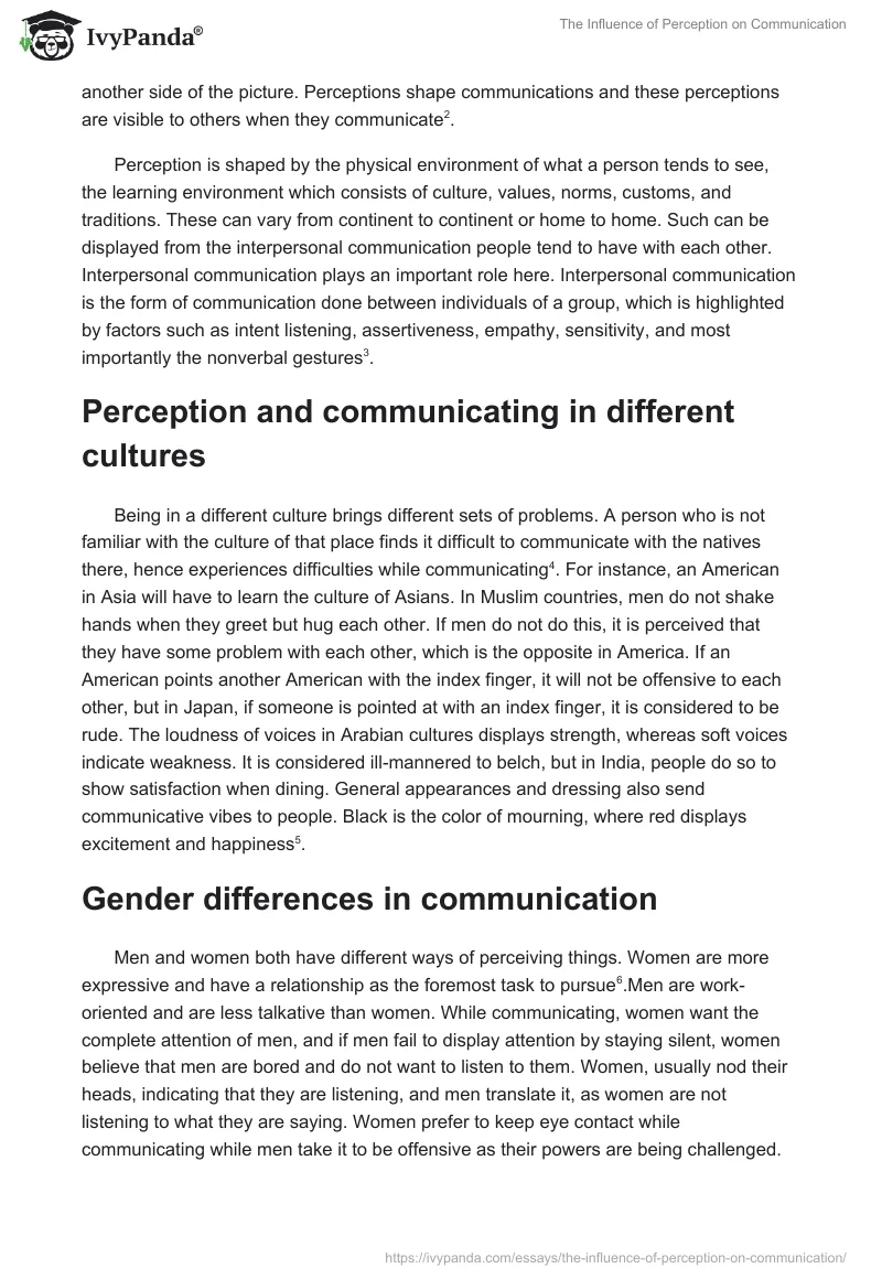 The Influence of Perception on Communication. Page 2