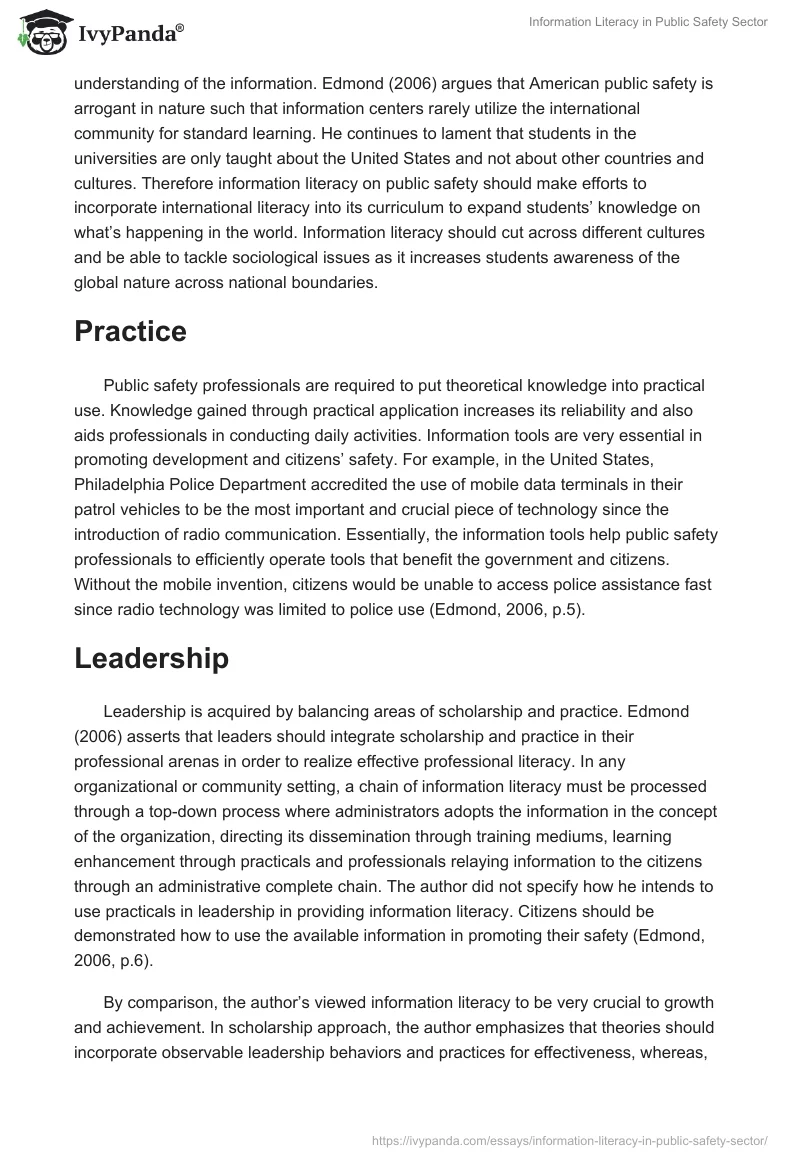 Information Literacy in Public Safety Sector. Page 2