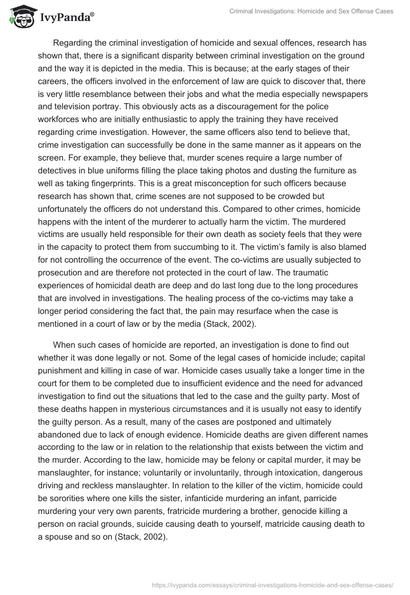 Criminal Investigations: Homicide and Sex Offense Cases. Page 2