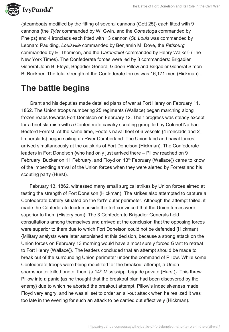 The Battle of Fort Donelson and Its Role in the Civil War. Page 4