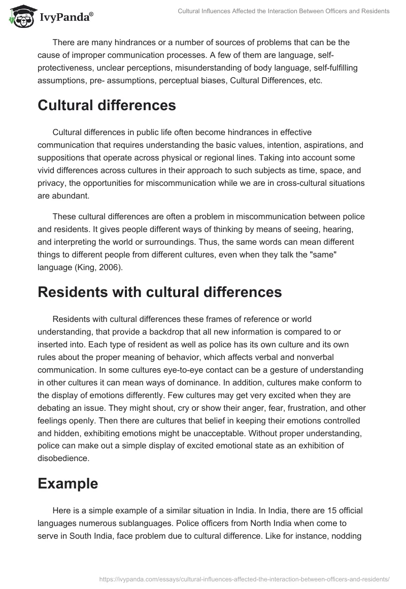 Cultural Influences Affected the Interaction Between Officers and Residents. Page 2