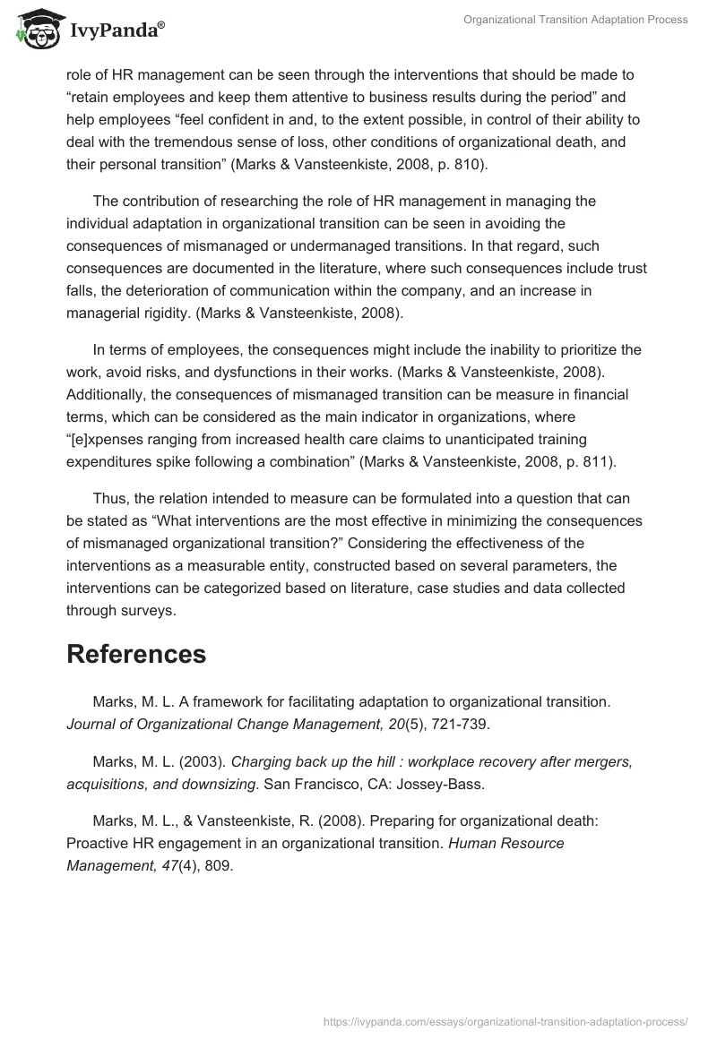 Organizational Transition Adaptation Process. Page 2