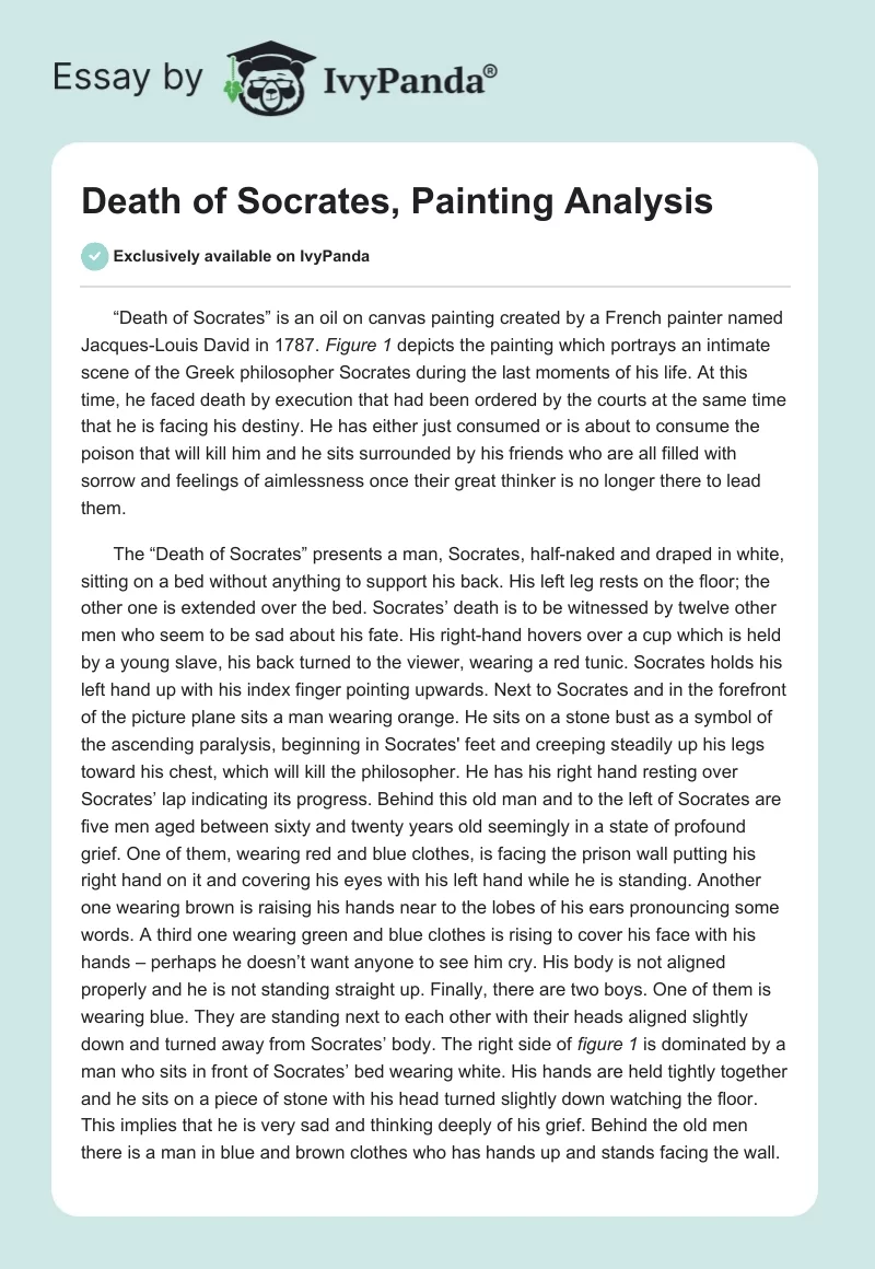 Death of Socrates, Painting Analysis. Page 1
