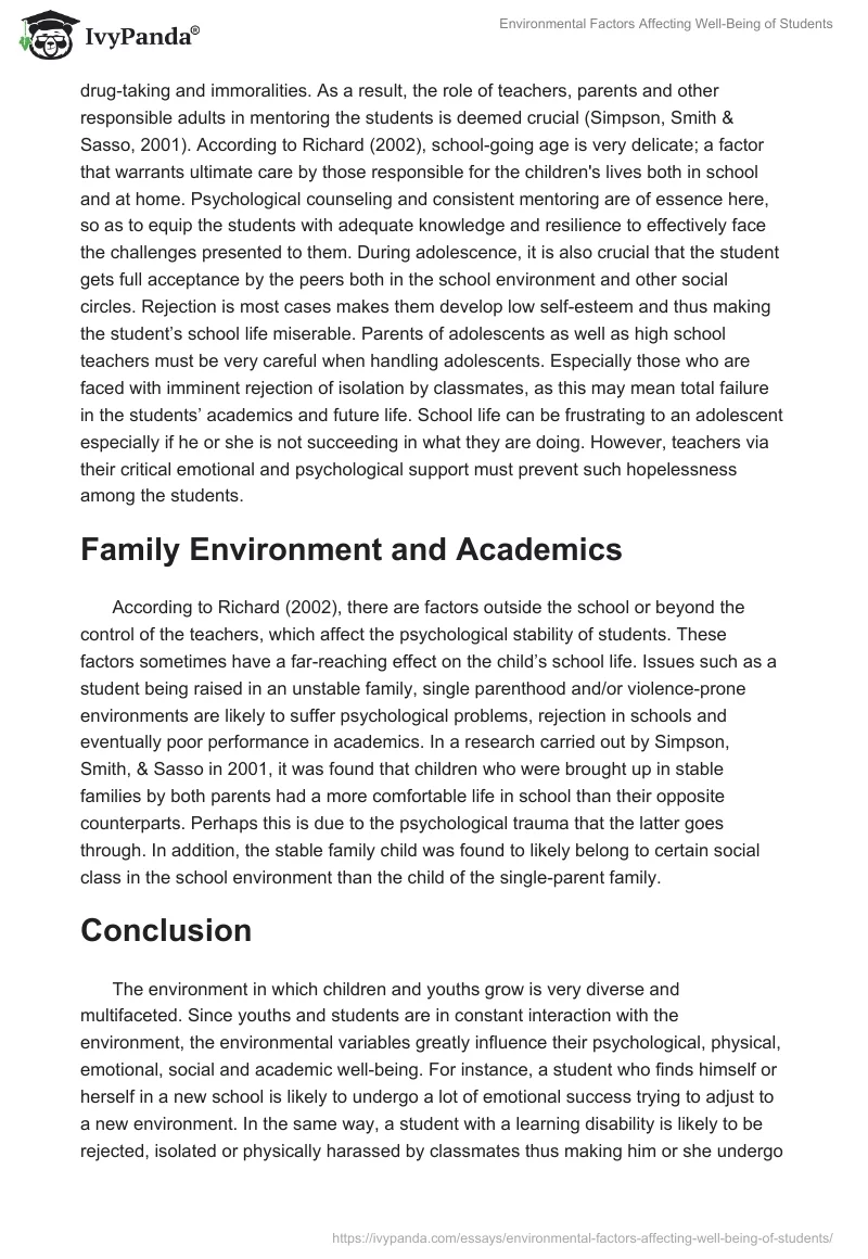Environmental Factors Affecting Well-Being of Students. Page 4