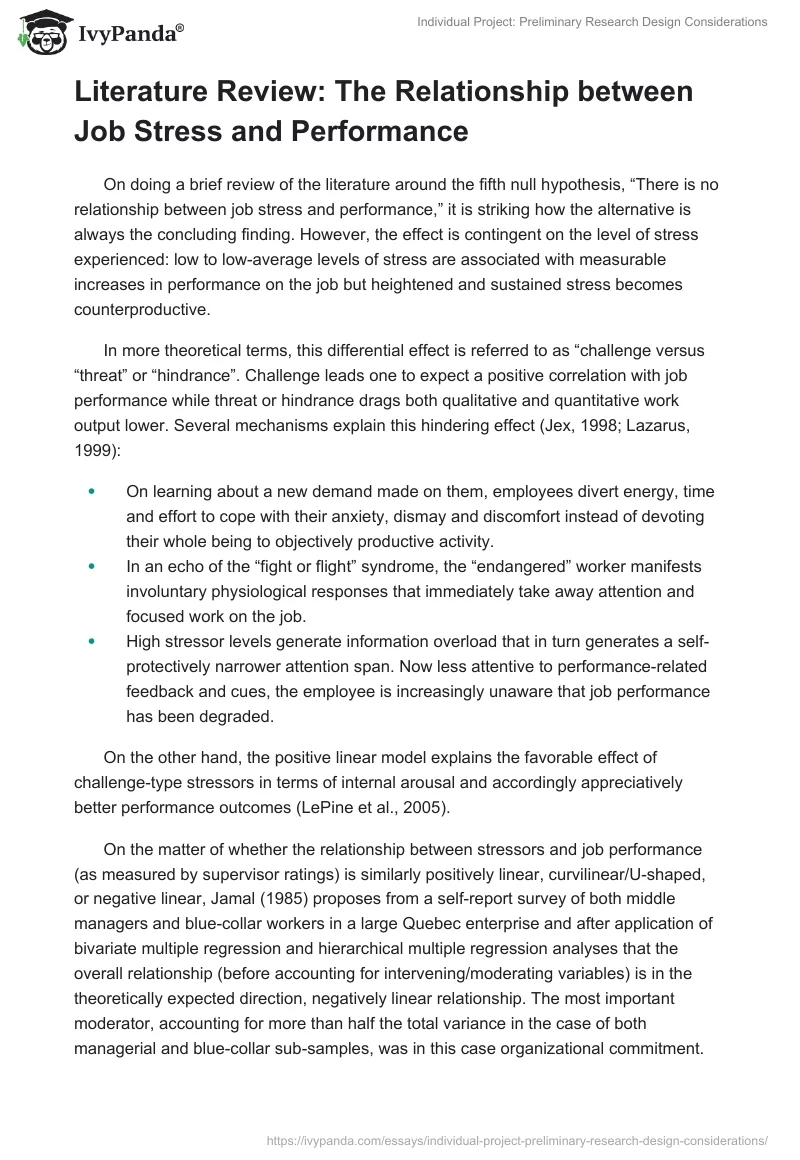 Individual Project: Preliminary Research Design Considerations. Page 2