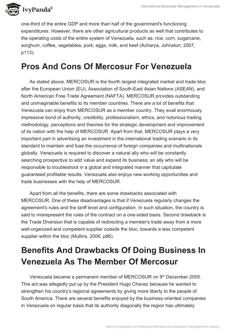 International Business Management in Venezuela. Page 2