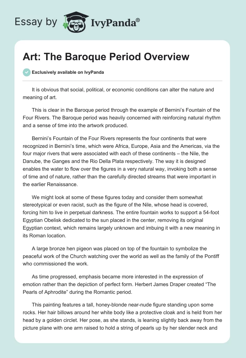 Art: The Baroque Period Overview. Page 1