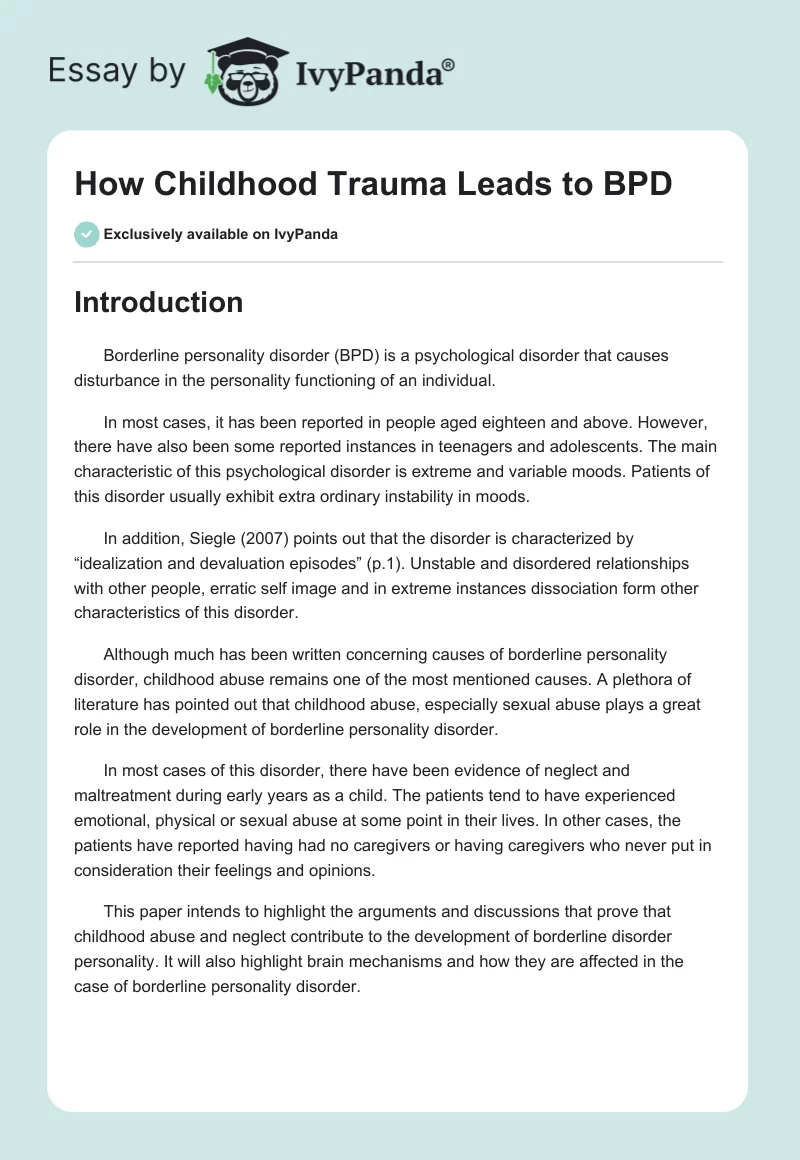 How Childhood Trauma Leads to BPD. Page 1