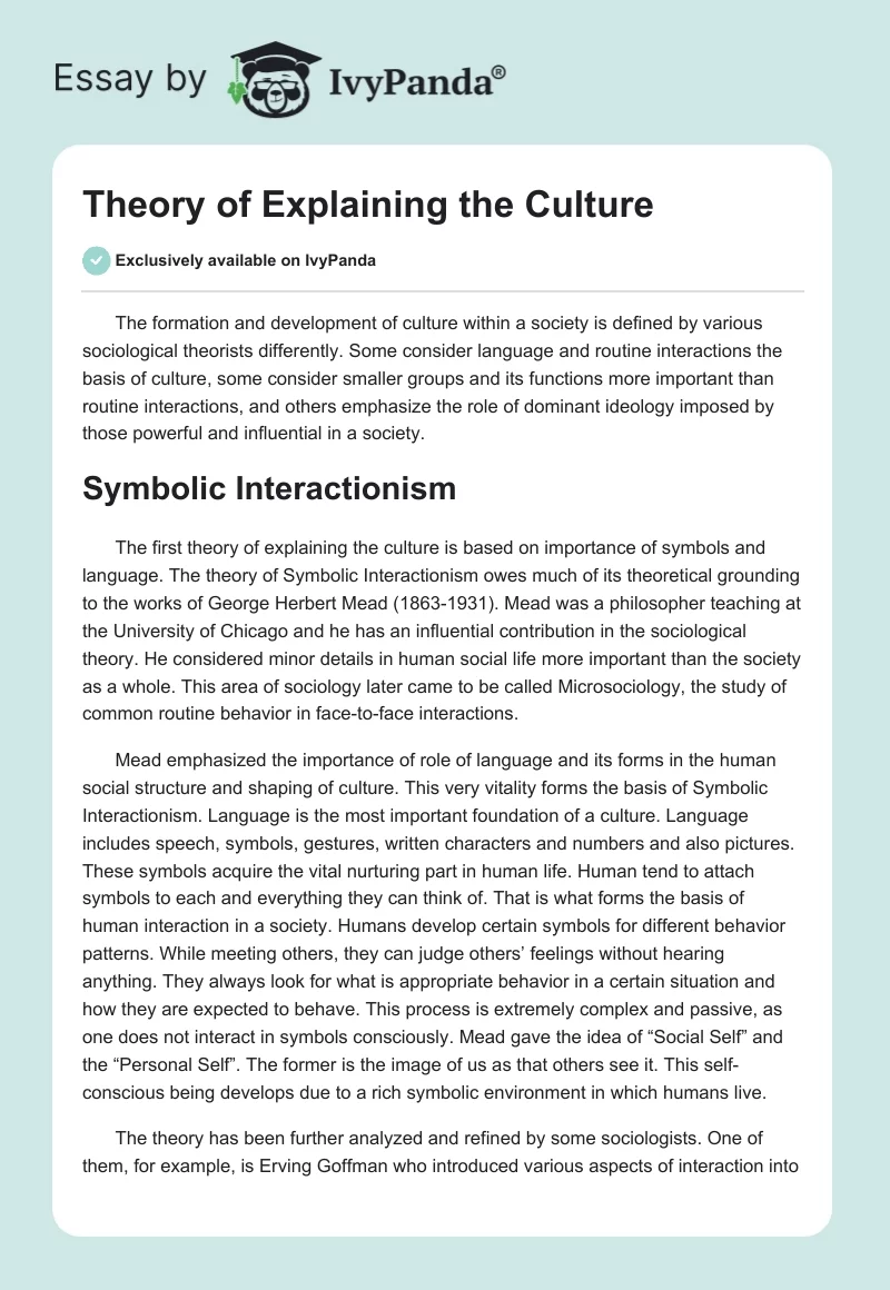 Theory of Explaining the Culture. Page 1