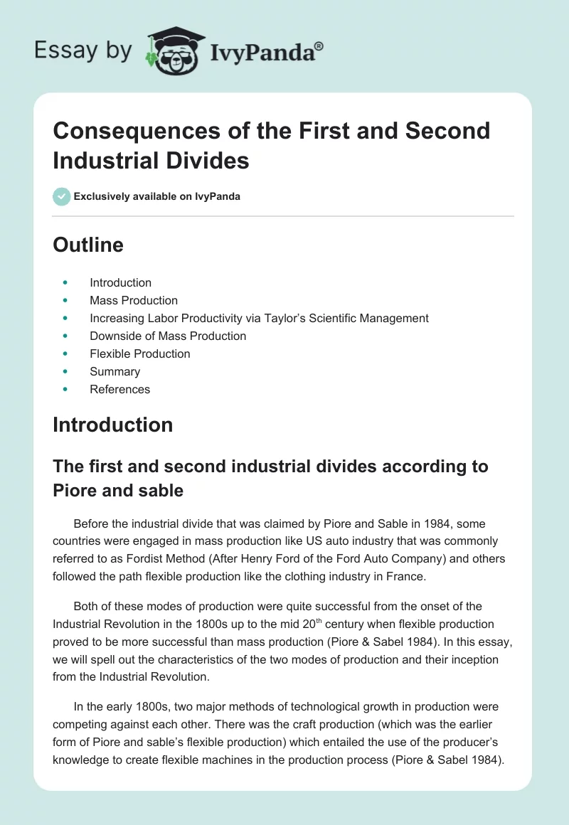 Consequences of the First and Second Industrial Divides. Page 1