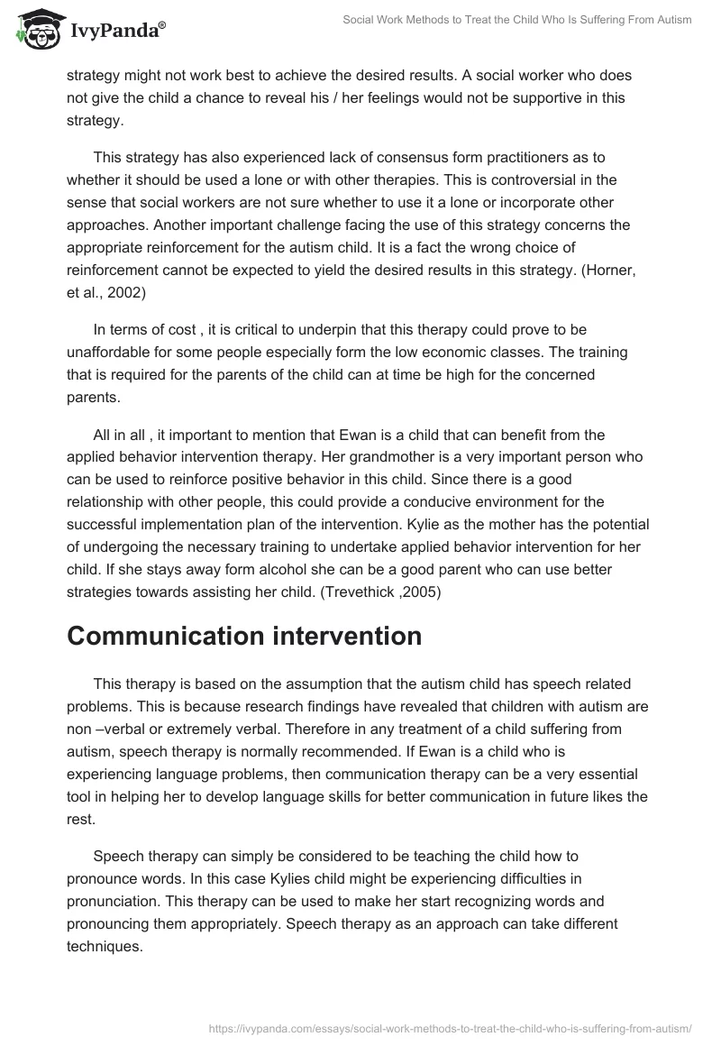 Social Work Methods to Treat the Child Who Is Suffering From Autism. Page 5