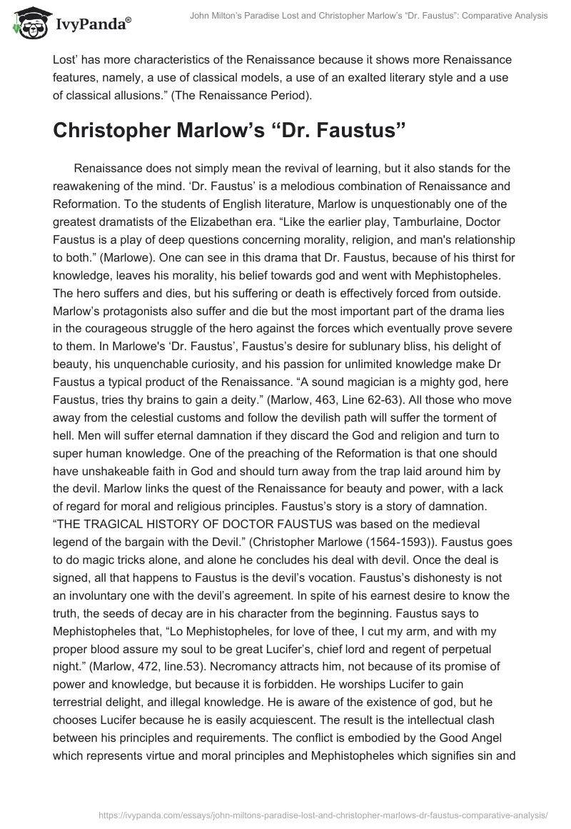 John Milton’s "Paradise Lost" and Christopher Marlow’s “Dr. Faustus”: Comparative Analysis. Page 4