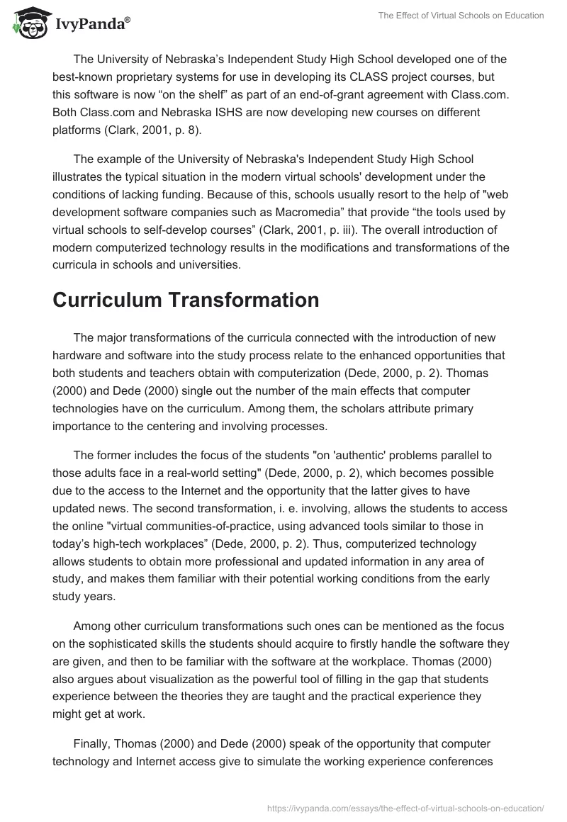 The Effect of Virtual Schools on Education. Page 2
