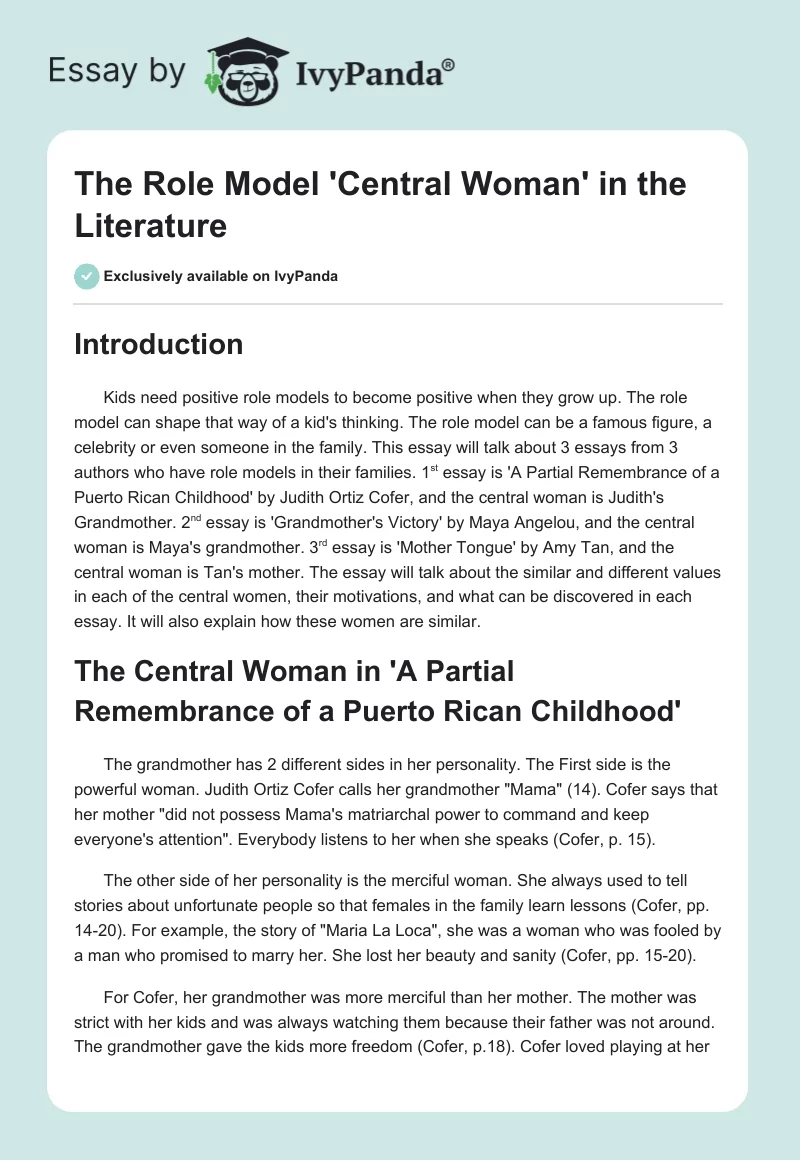 The Role Model 'Central Woman' in the Literature. Page 1