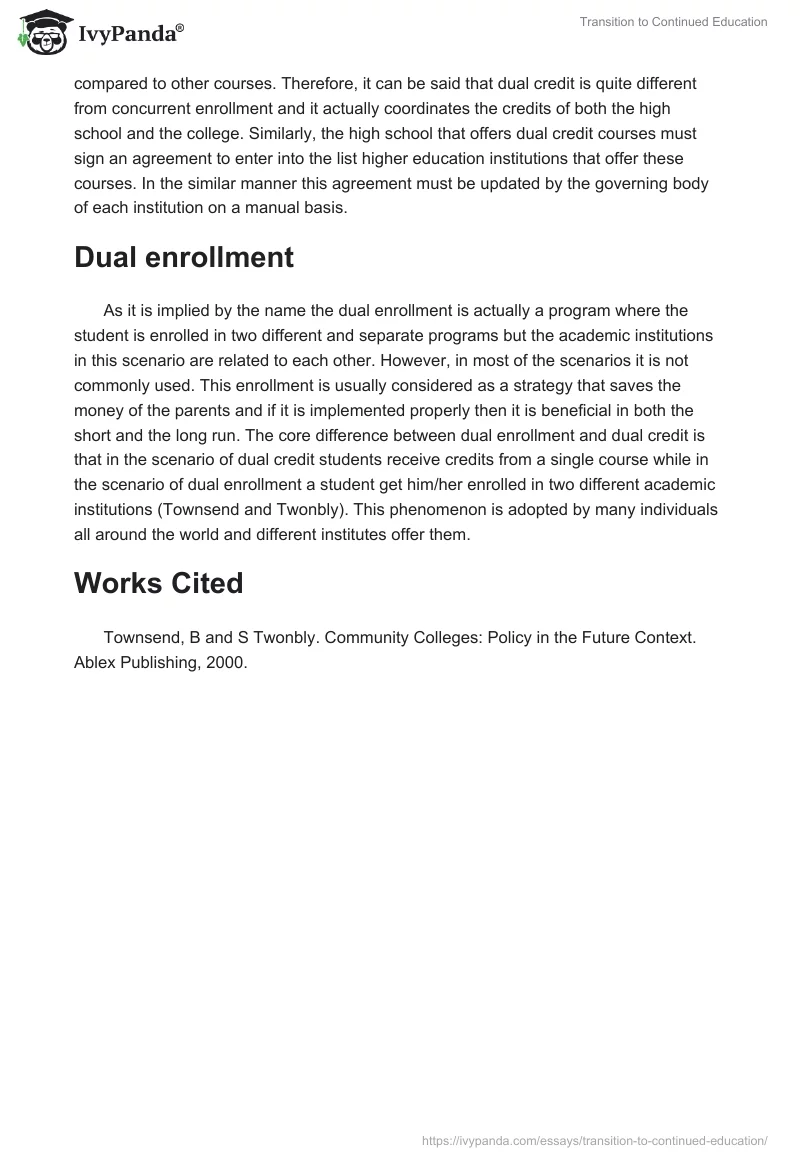 Transition to Continued Education. Page 2