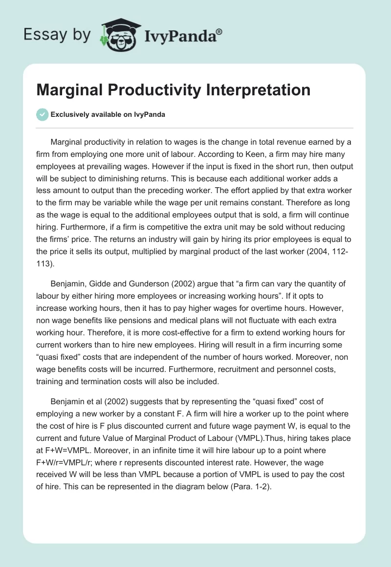 Marginal Productivity Interpretation. Page 1