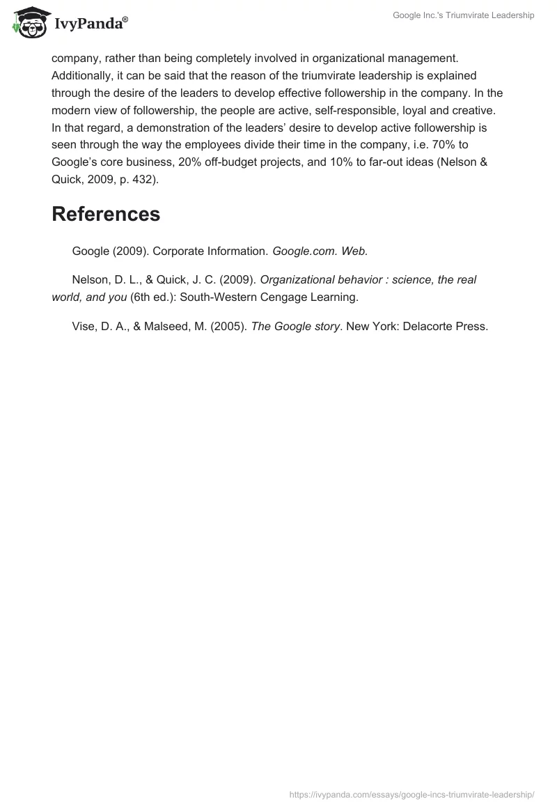 Google Inc.'s Triumvirate Leadership. Page 3