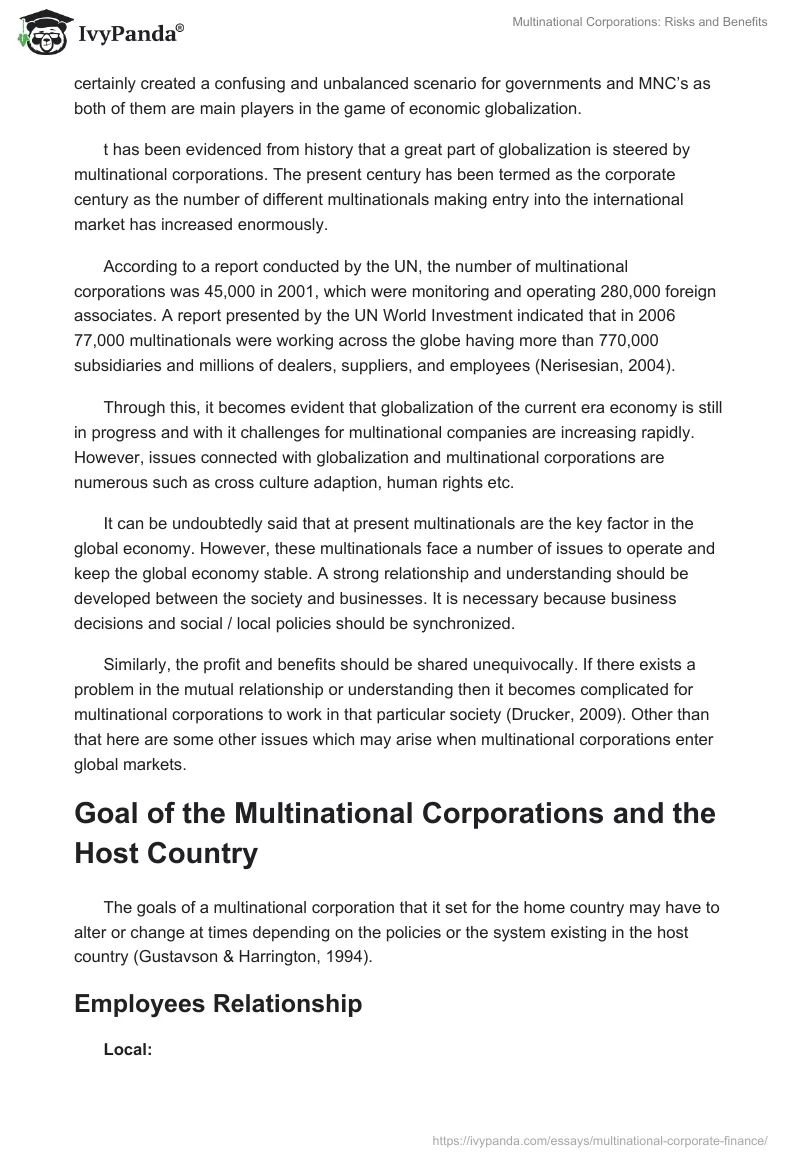 Multinational Corporations: Risks and Benefits. Page 3