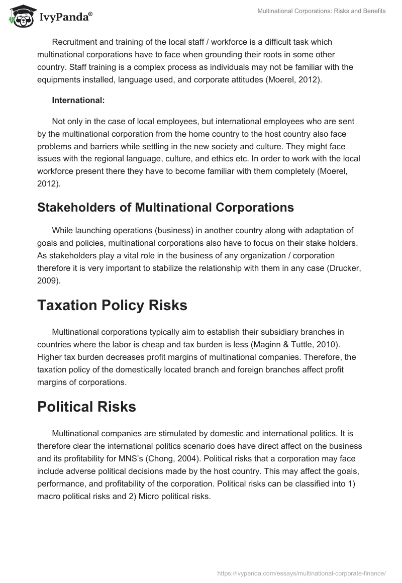 Multinational Corporations: Risks and Benefits. Page 4
