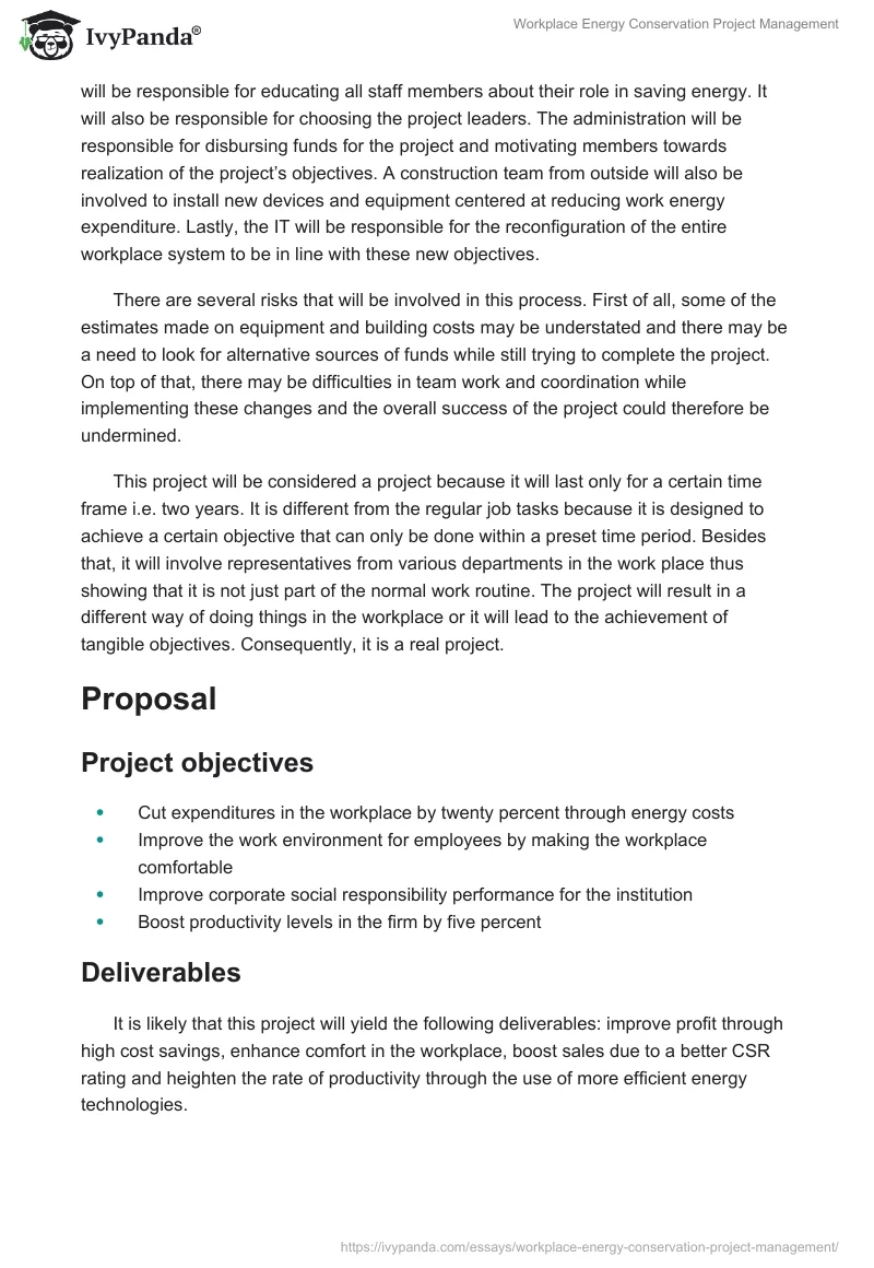 Workplace Energy Conservation Project Management. Page 2
