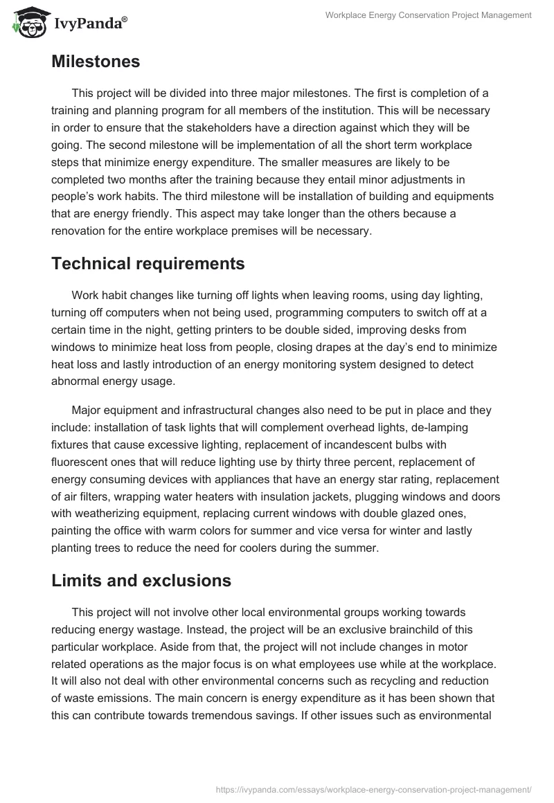 Workplace Energy Conservation Project Management. Page 3