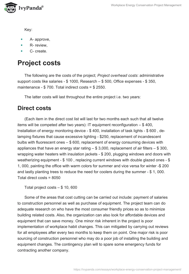 Workplace Energy Conservation Project Management. Page 5