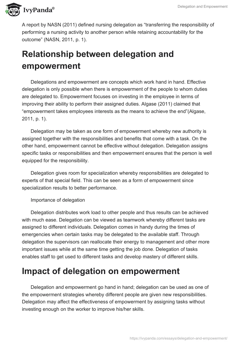 Delegation and Empowerment. Page 2