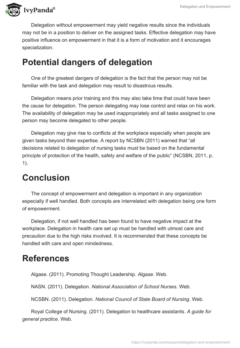 Delegation and Empowerment. Page 3