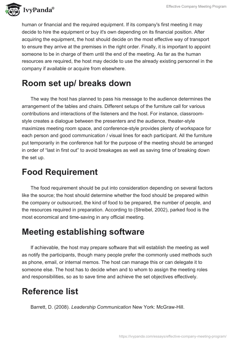 Effective Company Meeting Program. Page 2