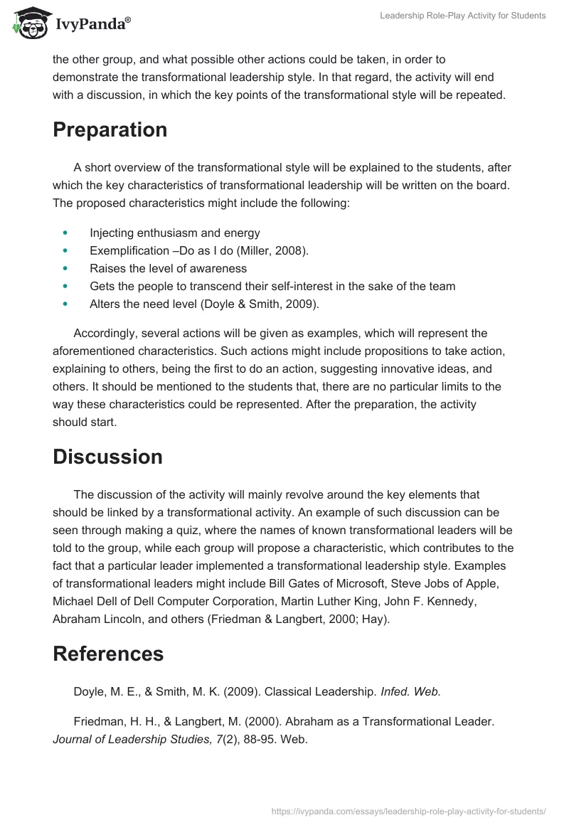 Leadership Role-Play Activity for Students. Page 2