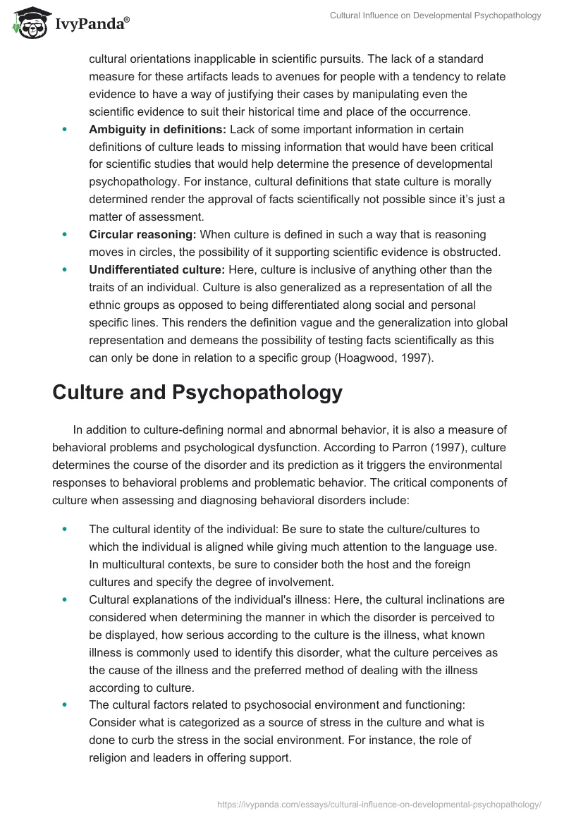 Cultural Influence on Developmental Psychopathology. Page 2