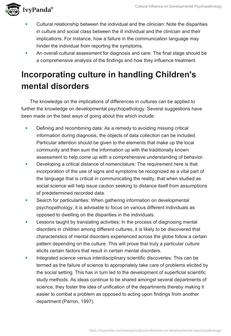 Cultural Influence on Developmental Psychopathology. Page 3